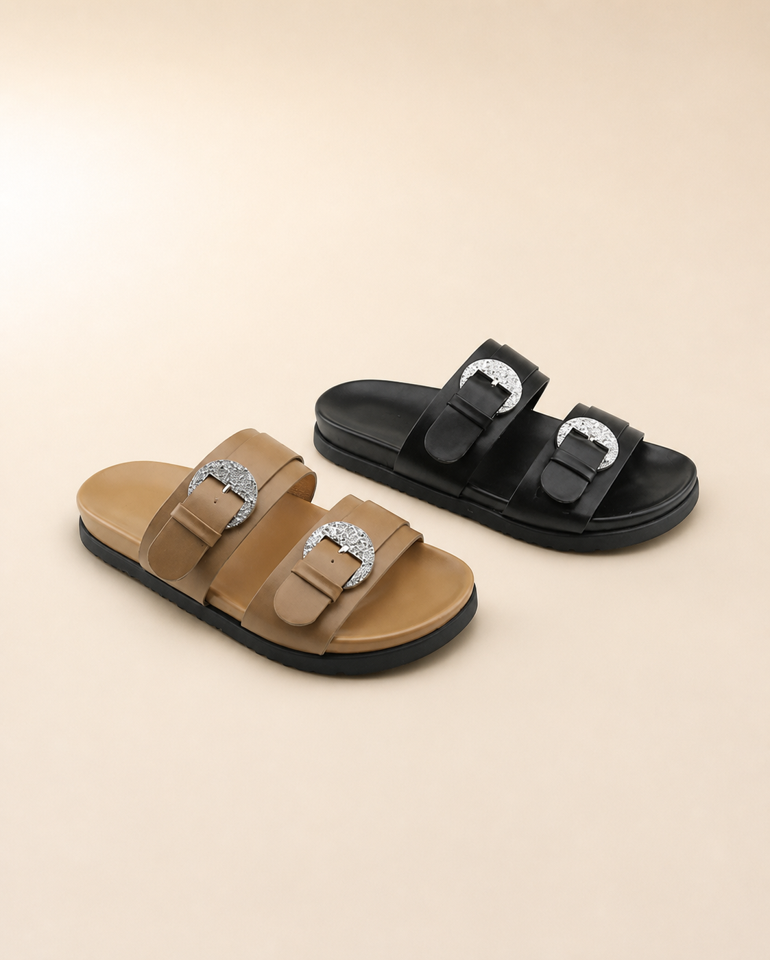 Women’s crystal buckle slide sandal XFT 238-8 for OEM development